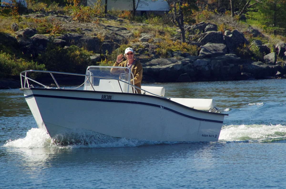 Arriving at Gilly's Snug Harbour Restaurant and Marine by boat.