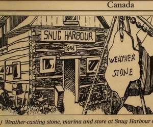 The weather stone at Snug Harbour marina and store on Georgian Bay.